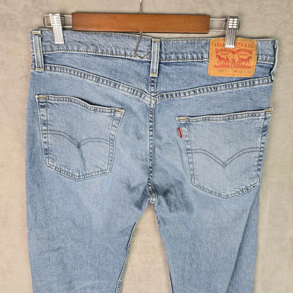 Levis 502 Regular Taper Mens Light Wash Blue Denim Jeans‎ 32x32 29507-0736